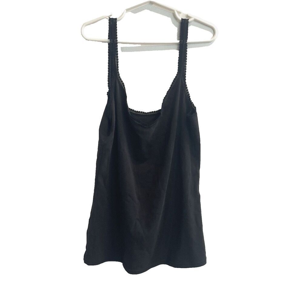 OnGossamer Women’s Black Lace Trim Camisole Top Sz S Layer Cami Y2K Minimal